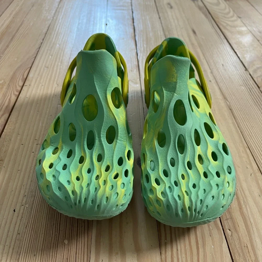 Merrell Hydro Moc Kids Green Yellow Marbled Water Shoes Clogs Size 4 MRS-1480-1